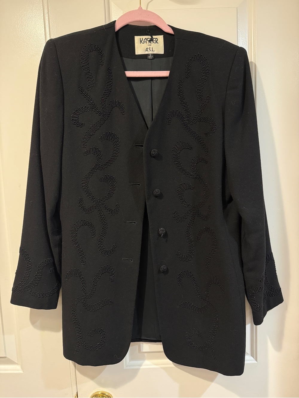Vintage Kasper Black Embellished Long Blazer